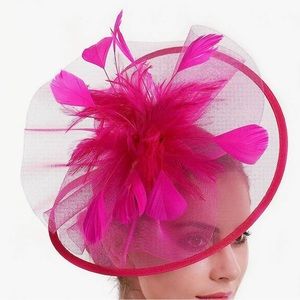 Saferin Fascinator Hair Clip/Hat in Fuchsia